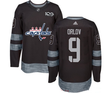 Men's Washington Capitals #9 Dmitry Orlov Black 100th Anniversary Stitched NHL 2017 adidas Hockey Jersey