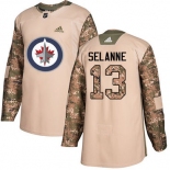 Adidas Jets #13 Teemu Selanne Camo Authentic 2017 Veterans Day Stitched NHL Jersey