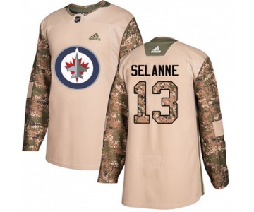 Adidas Jets #13 Teemu Selanne Camo Authentic 2017 Veterans Day Stitched NHL Jersey