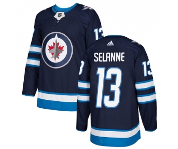 Adidas Jets #13 Teemu Selanne Navy Blue Home Authentic Stitched NHL Jersey