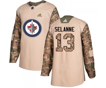 Adidas Winnipeg Jets #13 Teemu Selanne Camo Authentic 2017 Veterans Day Stitched Youth NHL Jersey