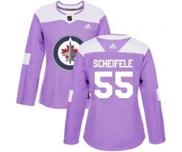 Adidas Winnipeg Jets #55 Mark Scheifele Purple Authentic Fights Cancer Women's Stitched NHL Jersey