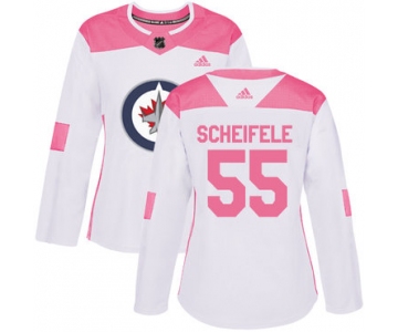 Adidas Winnipeg Jets #55 Mark Scheifele White Pink Authentic Fashion Women's Stitched NHL Jersey