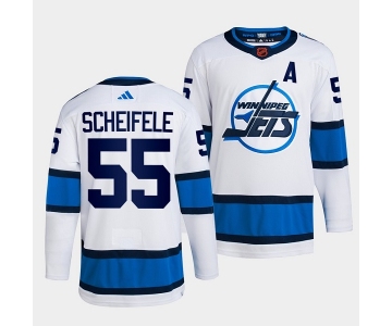 Men's Winnipeg Jets #55 Mark Scheifele White 2022 Reverse Retro Stitched Jersey