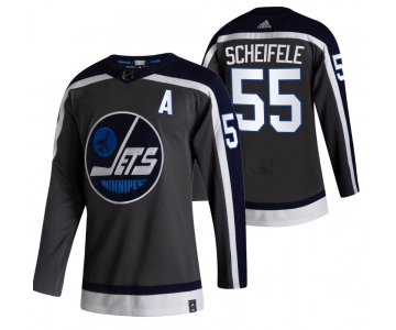 Winnipeg Jets #55 Mark Scheifele Black Men's Adidas 2020-21 Reverse Retro Alternate NHL Jersey