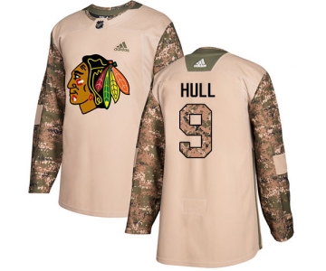 Adidas Blackhawks #9 Bobby Hull Camo Authentic 2017 Veterans Day Stitched Youth NHL Jersey