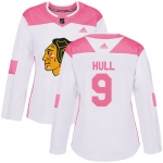 Adidas Chicago Blackhawks #9 Bobby Hull White Pink Authentic Fashion Women's Stitched NHL Jersey