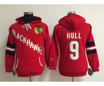 Old Time Hockey Chicago Blackhawks #9 Bobby Hull Red Womens Hoodie