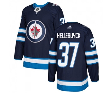 Adidas Jets #37 Connor Hellebuyck Navy Blue Home Authentic Stitched NHL Jersey