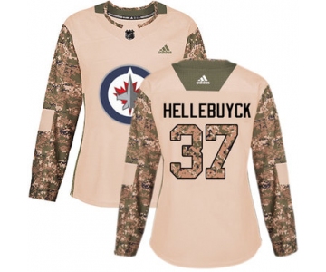 Adidas Winnipeg Jets #37 Connor Hellebuyck Camo Authentic 2017 Veterans Day Women's Stitched NHL Jersey