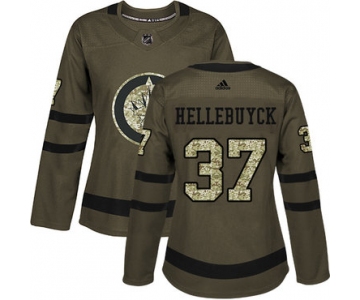 Adidas Winnipeg Jets #37 Connor Hellebuyck Green Salute to Service Women's Stitched NHL Jersey
