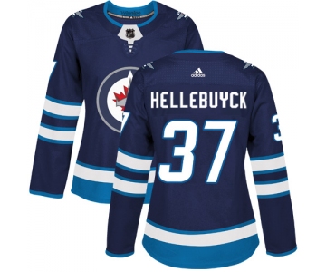 Adidas Winnipeg Jets #37 Connor Hellebuyck Navy Blue Home Authentic Women's Stitched NHL Jersey