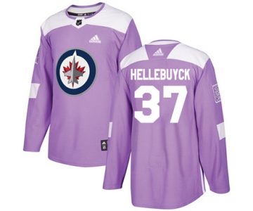 Adidas Winnipeg Jets #37 Connor Hellebuyck Purple Authentic Fights Cancer Stitched Youth NHL Jersey