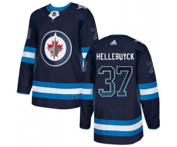 Men's Winnipeg Jets #37 Connor Hellebuyck Navy Drift Fashion Adidas Jersey