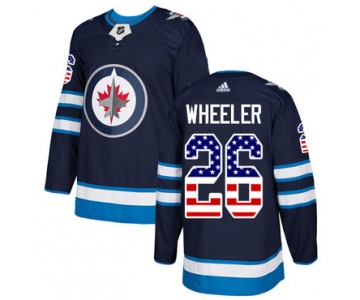 Adidas Jets #26 Blake Wheeler Navy Blue Home Authentic USA Flag Stitched NHL Jersey