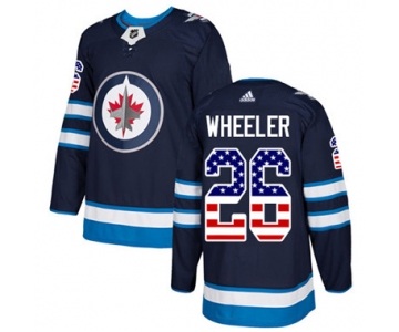 Adidas Winnipeg Jets #26 Blake Wheeler Navy Blue Home Authentic USA Flag Stitched Youth NHL Jersey