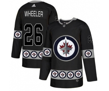 Men's Winnipeg Jets #26 Blake Wheeler Black Team Logos Fashion Adidas Jersey