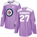Adidas Jets #27 Teppo Numminen Purple Authentic Fights Cancer Stitched NHL Jersey