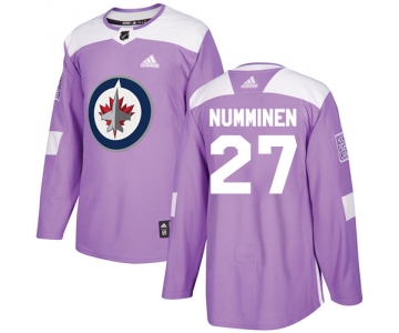 Adidas Jets #27 Teppo Numminen Purple Authentic Fights Cancer Stitched NHL Jersey