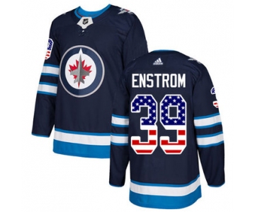 Adidas Jets #39 Tobias Enstrom Navy Blue Home Authentic USA Flag Stitched NHL Jersey