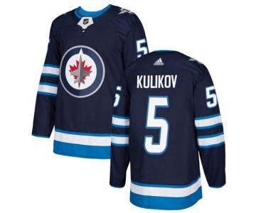 Adidas Jets #5 Dmitry Kulikov Navy Blue Home Authentic Stitched NHL Jersey