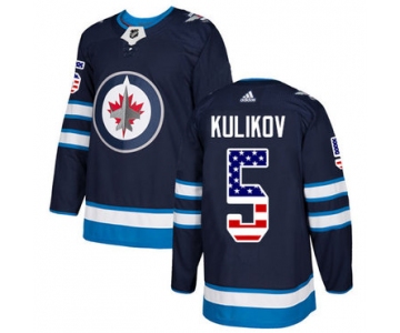 Adidas Jets #5 Dmitry Kulikov Navy Blue Home Authentic USA Flag Stitched NHL Jersey