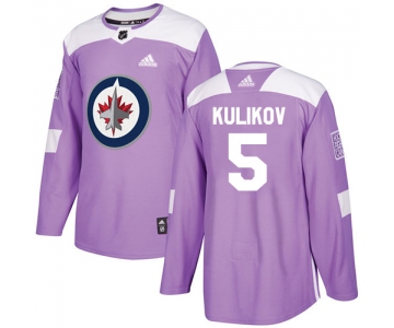 Adidas Jets #5 Dmitry Kulikov Purple Authentic Fights Cancer Stitched NHL Jersey