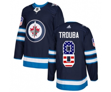 Adidas Jets #8 Jacob Trouba Navy Blue Home Authentic USA Flag Stitched NHL Jersey