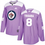 Adidas Jets #8 Jacob Trouba Purple Authentic Fights Cancer Stitched NHL Jersey