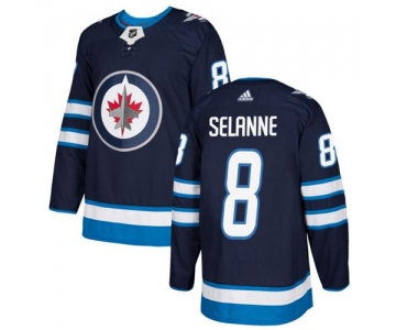 Adidas Jets #8 Teemu Selanne Navy Blue Home Authentic Stitched NHL Jersey