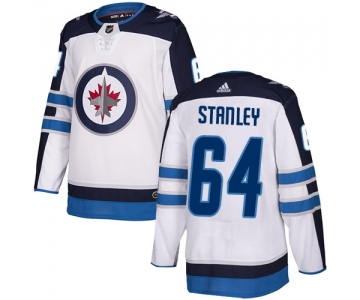 Adidas NHL Winnipeg Jets #64 Logan Stanley  Away White Authentic Jersey