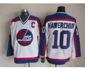 Men's Winnipeg Jets #10 Dale Hawerchuk 1979-80 White CCM Vintage Throwback Jersey