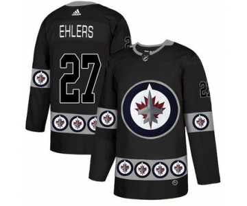 Men's Winnipeg Jets #27 Nikolaj Ehlers Black Team Logos Fashion Adidas Jersey