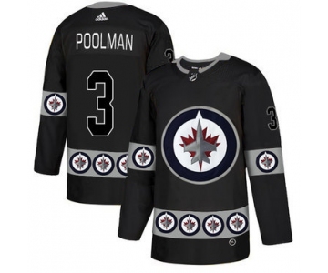 Men's Winnipeg Jets #3 Tucker Poolman Black Team Logos Fashion Adidas Jersey