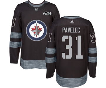 Men's Winnipeg Jets #31 Ondrej Pavelec Black 100th Anniversary Stitched NHL 2017 adidas Hockey Jersey