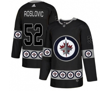 Men's Winnipeg Jets #52 Jack Roslovic Black Team Logos Fashion Adidas Jersey