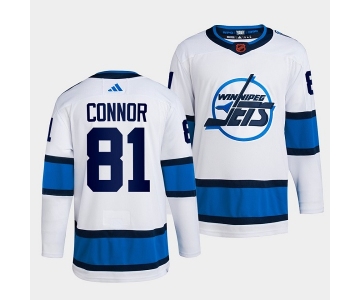 Men's Winnipeg Jets #81 Kyle Connor White 2022 Reverse Retro Stitched Jersey