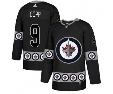 Men's Winnipeg Jets #9 Andrew Copp Black Team Logos Fashion Adidas Jersey