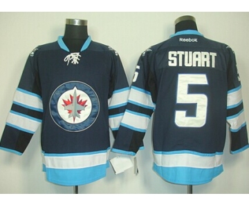 Winnipeg Jets #5 Mark Stuart Navy Blue Jersey