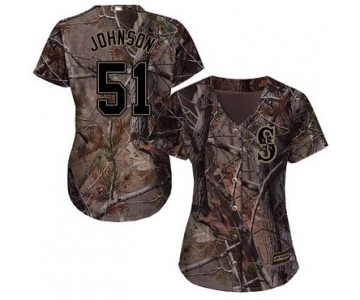 Mariners #51 Randy Johnson Camo Realtree Collection Cool Base Women's Stitched Baseball Jersey