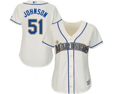 Mariners #51 Randy Johnson Cream Alternate Women's Stitched Baseball Jersey