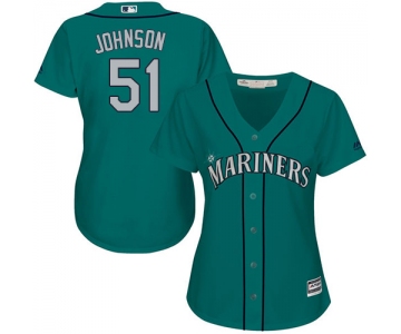 Mariners #51 Randy Johnson Green Alternate Women's Stitched Baseball Jersey