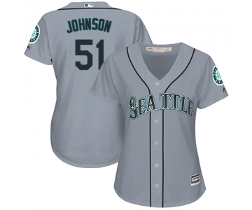 Mariners #51 Randy Johnson Grey Road Women's Stitched Baseball Jersey