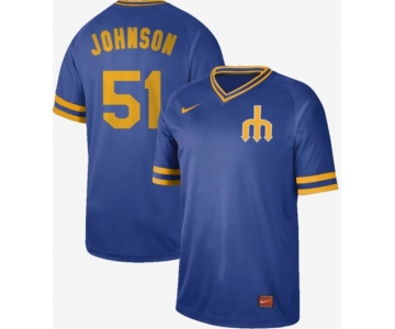 Mariners #51 Randy Johnson Royal Authentic Cooperstown Collection Stitched Baseball Jersey