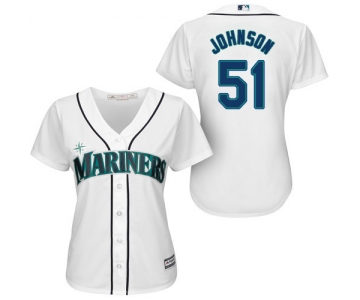 Mariners #51 Randy Johnson White Home Women's Stitched Baseball Jersey