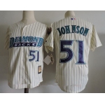 Men's Arizona Diamondbacks #51 Randy Johnson Cream 1999 Cooperstown Collection Stitched MLB Throwback Jersey