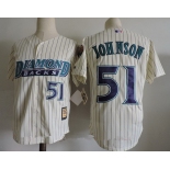 Men's Arizona Diamondbacks #51 Randy Johnson Cream 1999 Cooperstown Collection Stitched MLB Throwback Jersey