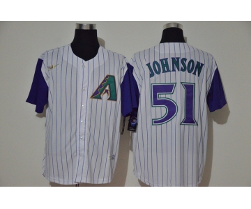 Men's Arizona Diamondbacks #51 Randy Johnson White Cooperstown Collection Throwback Stitched Nike MLB Jersey