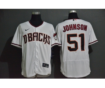 Men's Arizona Diamondbacks #51 Randy Johnson White Stitched Nike MLB Flex Base Jersey