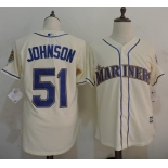 Men's Seattle Mariners #51 Randy Johnson Cream Cooperstown Collection Cool Base Jersey